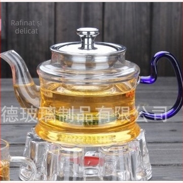 Ceainic din sticlă borosilicat rezistentă la temperaturi, pentru două persoane, filtru din oțel inoxidabil, încălzire pe plită ceramică, stil modern minimalist