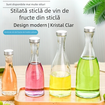 Sticlă transparentă pentru băuturi, potrivită pentru ceai cu lapte și vin de fructe făcut acasă; sticlă sigilată, design creativ.