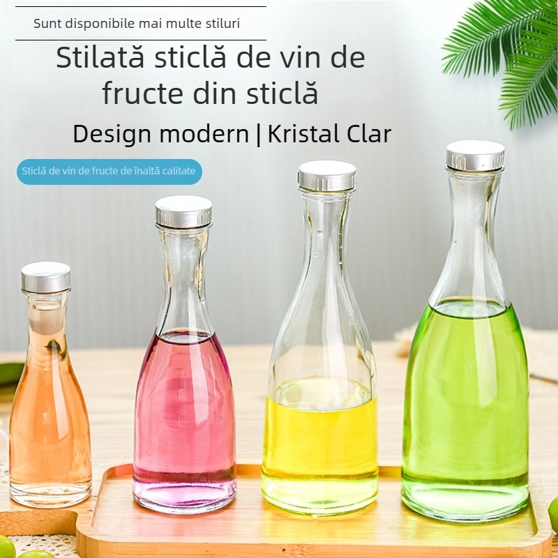 Sticlă transparentă pentru băuturi, potrivită pentru ceai cu lapte și vin de fructe făcut acasă; sticlă sigilată, design creativ.