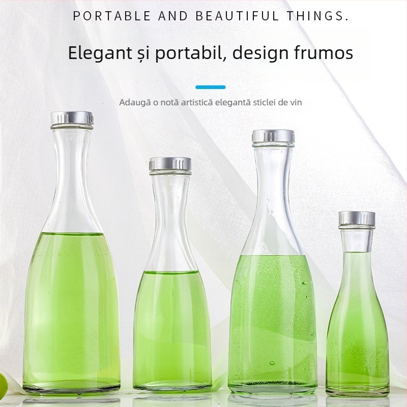 Sticlă transparentă pentru băuturi, potrivită pentru ceai cu lapte și vin de fructe făcut acasă; sticlă sigilată, design creativ.