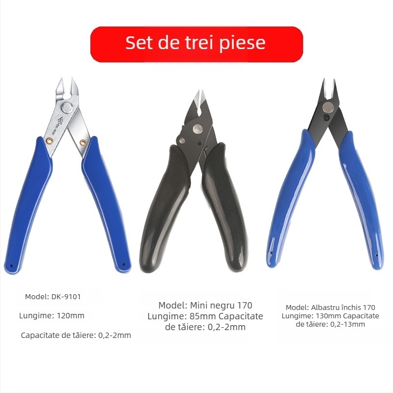 Modelul 170 — Clește diagonale mini de 5 inch pentru DIY Electronice, oțel crom-vanadiu, pentru tăierea materialelor moi (cablu, plastic, plasă metalică)