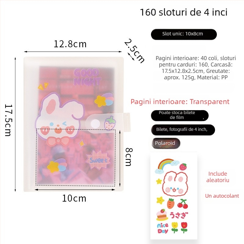 Album foto Polaroid cu copertă mată transparentă, spațiu compact pentru carduri mici, colecție fotografică comemorativă, album cu temă stele