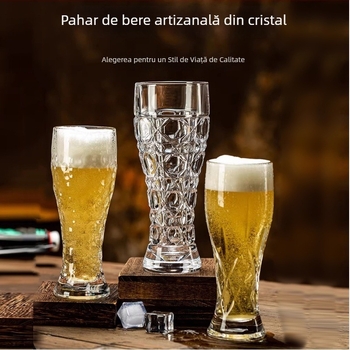 Pahar de bere artizanal din cristal fără plumb, gravat, cu capacitate mare, pentru uz casnic