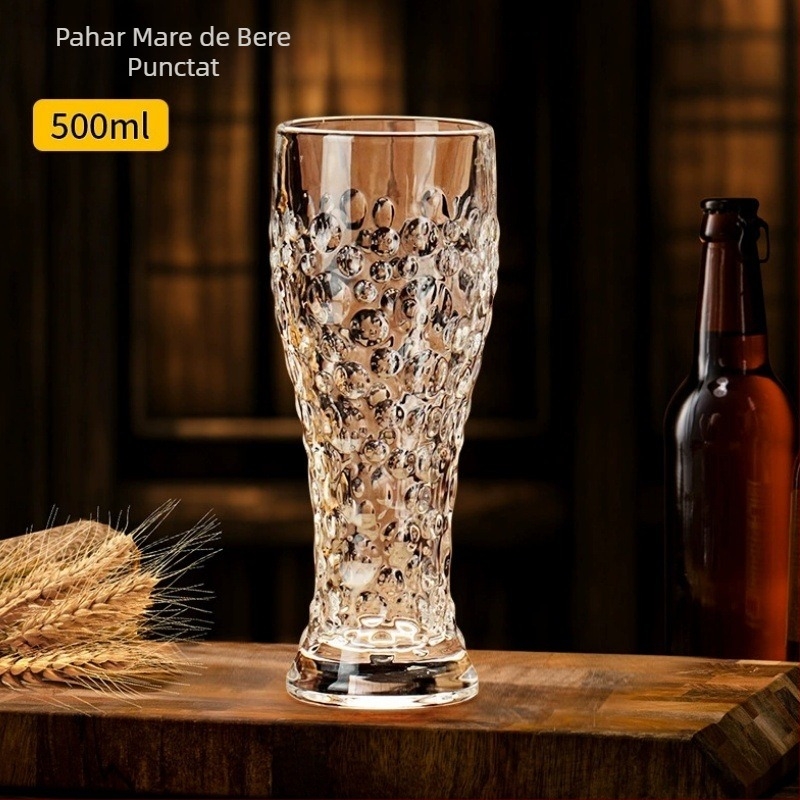 Pahar de bere artizanal din cristal fără plumb, gravat, cu capacitate mare, pentru uz casnic