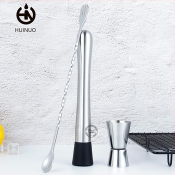 Set premium de unelte pentru cocktailuri din oțel inoxidabil: muddler pentru lămâi, zdrobitor de gheață, lingură de amestec, ceașcă de măsurat și turnător de vin