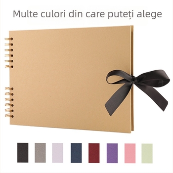Album foto DIY cu spirală, design creativ cu funda, scrapbook adeziv pentru felicitări, 40 de pagini interioare