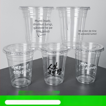 Pahar PET de unică folosință pentru milk tea și cafea, transparent, diametru 98 mm, capacitate 401–500 ml