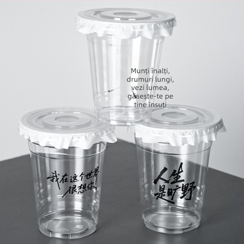 Pahar PET de unică folosință pentru milk tea și cafea, transparent, diametru 98 mm, capacitate 401–500 ml