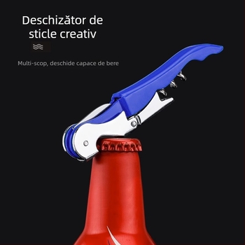 Deschizător de sticle multifuncțional în formă de cal marin, din oțel inoxidabil, cu cuțit pentru vin și deschizător de dop