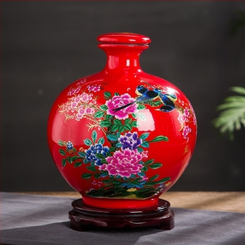 Vas ceramic pentru vin, cu design floral și de păsări, în cutie cadou sigilată