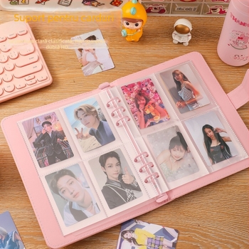 Album foto A5 Macaron cu pagini detașabile, 3 inch, grilă cu patru casete pentru fotografii Polaroid, spațiu de stocare personalizabil pentru carduri de fan