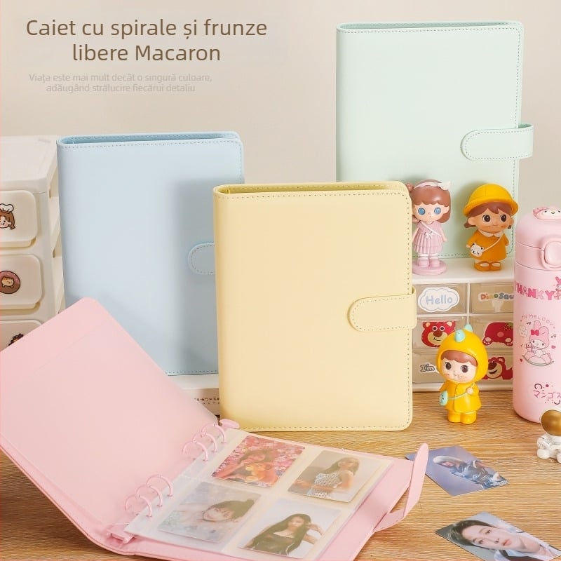 Album foto A5 Macaron cu pagini detașabile, 3 inch, grilă cu patru casete pentru fotografii Polaroid, spațiu de stocare personalizabil pentru carduri de fan