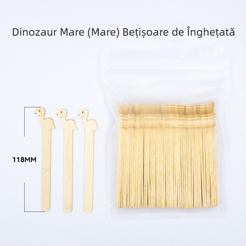 Bețe de înghețată din bambus pentru copii, modele cu fructe din desene animate, biodegradabile.
