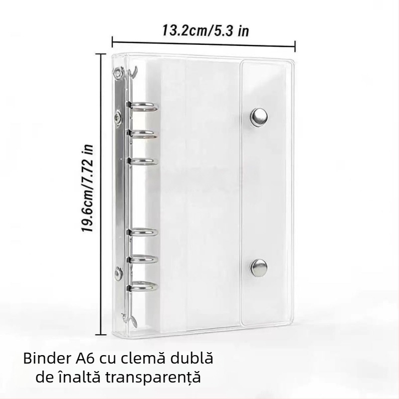 Album A6 pentru stocare etichete și carduri, capacitate mare, estetică înaltă, tip planner pentru materiale de studiu