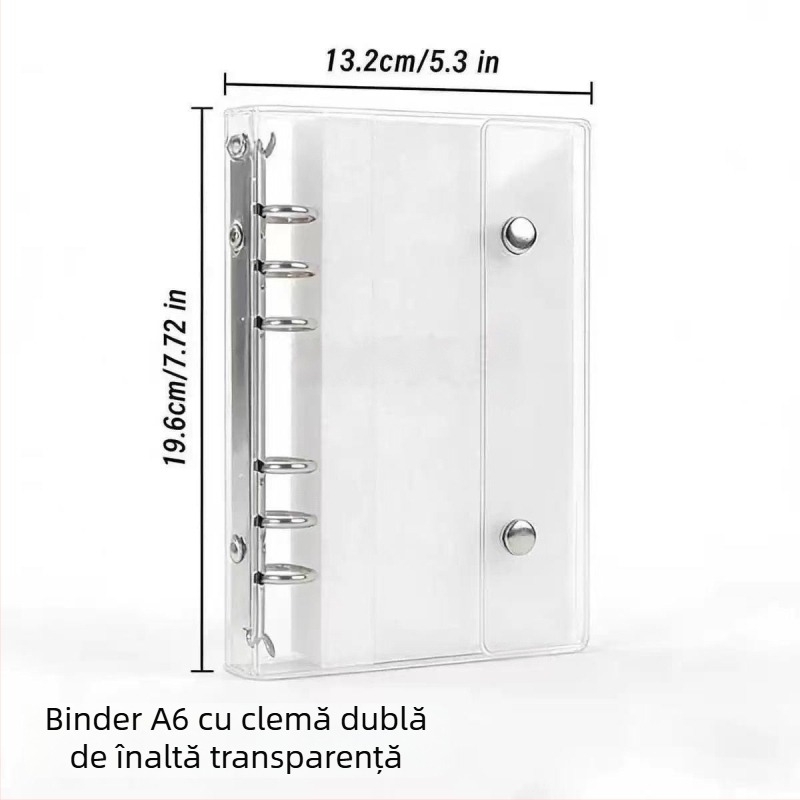 Album A6 pentru stocare etichete și carduri, capacitate mare, estetică înaltă, tip planner pentru materiale de studiu