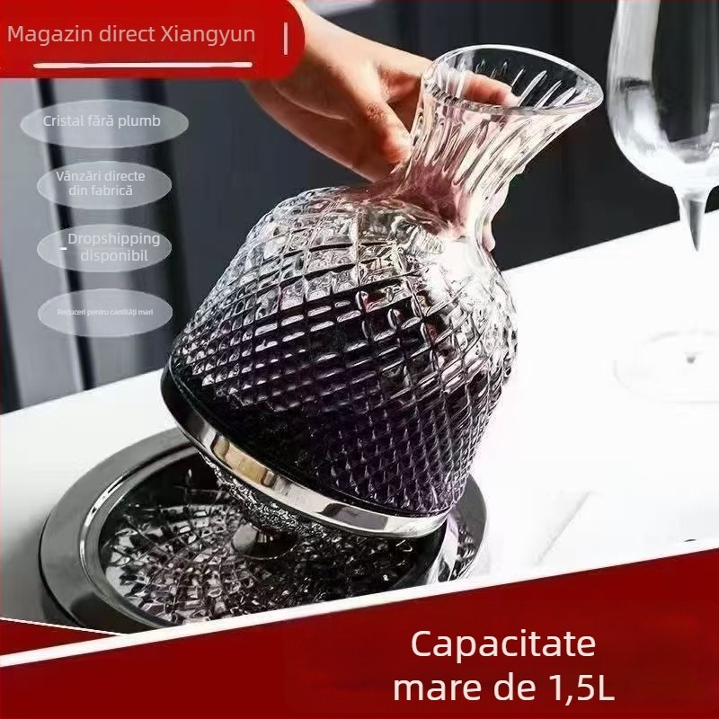 Set de decantare pentru vin roșu din cristal, cu pahare rotative și auto-stabilizare – lux modern pentru casă