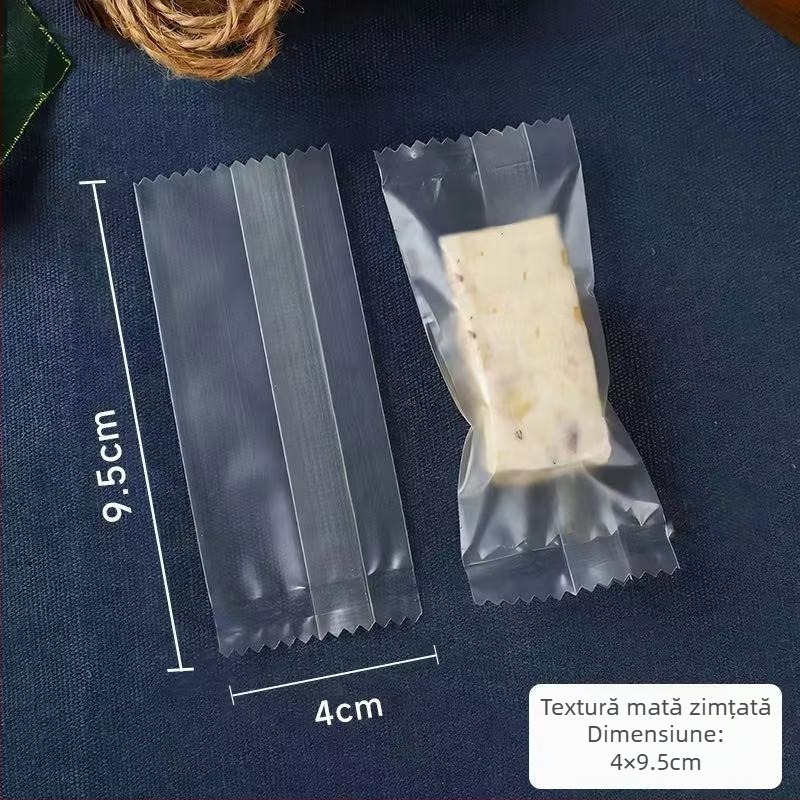 Pungă de ambalare Nugat cu model fulg de zăpadă – stil pungă cafea, ambalaj premium pentru bomboane caramelizate și migdale