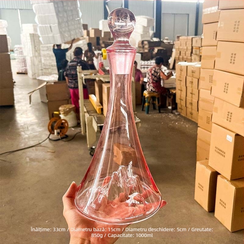 Decantor din cristal cu design cascadă, pentru uz casnic, set de vin în nuanță albastru-gheață, capacitate mare, lux