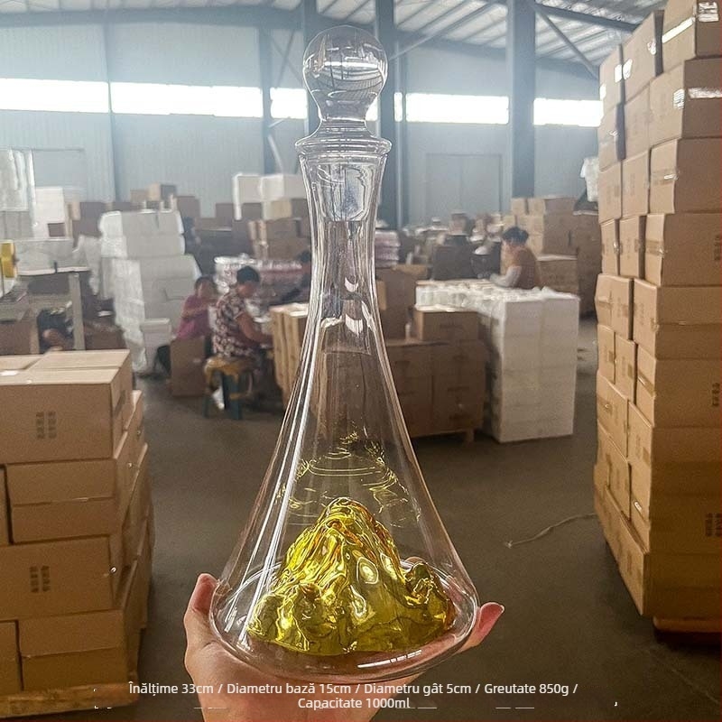 Decantor din cristal cu design cascadă, pentru uz casnic, set de vin în nuanță albastru-gheață, capacitate mare, lux