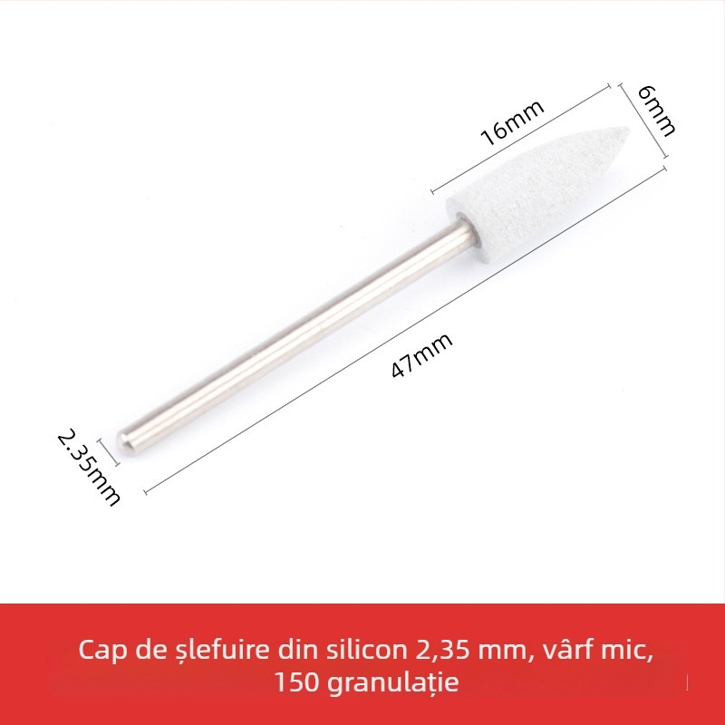 Cap de șlefuit din silicon pentru sculptură și lustruire în jad, jadit și agat, cap rotund, ax de 2.35 mm