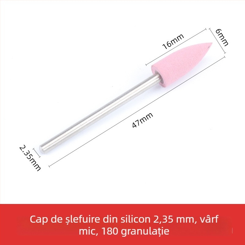Cap de șlefuit din silicon pentru sculptură și lustruire în jad, jadit și agat, cap rotund, ax de 2.35 mm