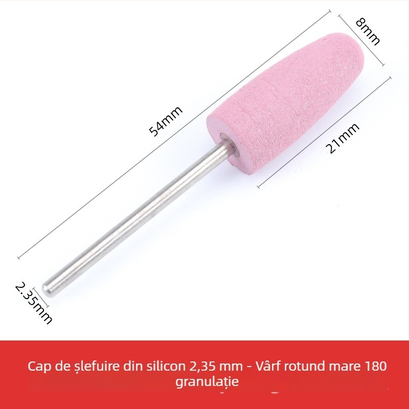 Cap de șlefuit din silicon pentru sculptură și lustruire în jad, jadit și agat, cap rotund, ax de 2.35 mm
