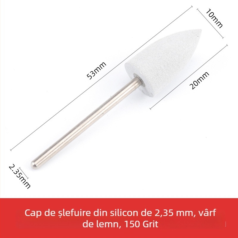 Cap de șlefuit din silicon pentru sculptură și lustruire în jad, jadit și agat, cap rotund, ax de 2.35 mm