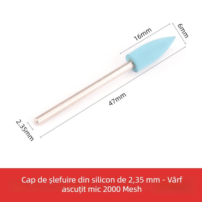 Cap de șlefuit din silicon pentru sculptură și lustruire în jad, jadit și agat, cap rotund, ax de 2.35 mm