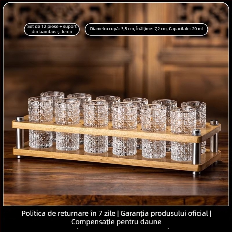 Set de pahare din cristal îngroșat pentru băuturi spirtoase, pahare mici pentru uz casnic, pahare de porție cu dozator