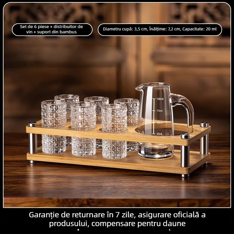 Set de pahare din cristal îngroșat pentru băuturi spirtoase, pahare mici pentru uz casnic, pahare de porție cu dozator