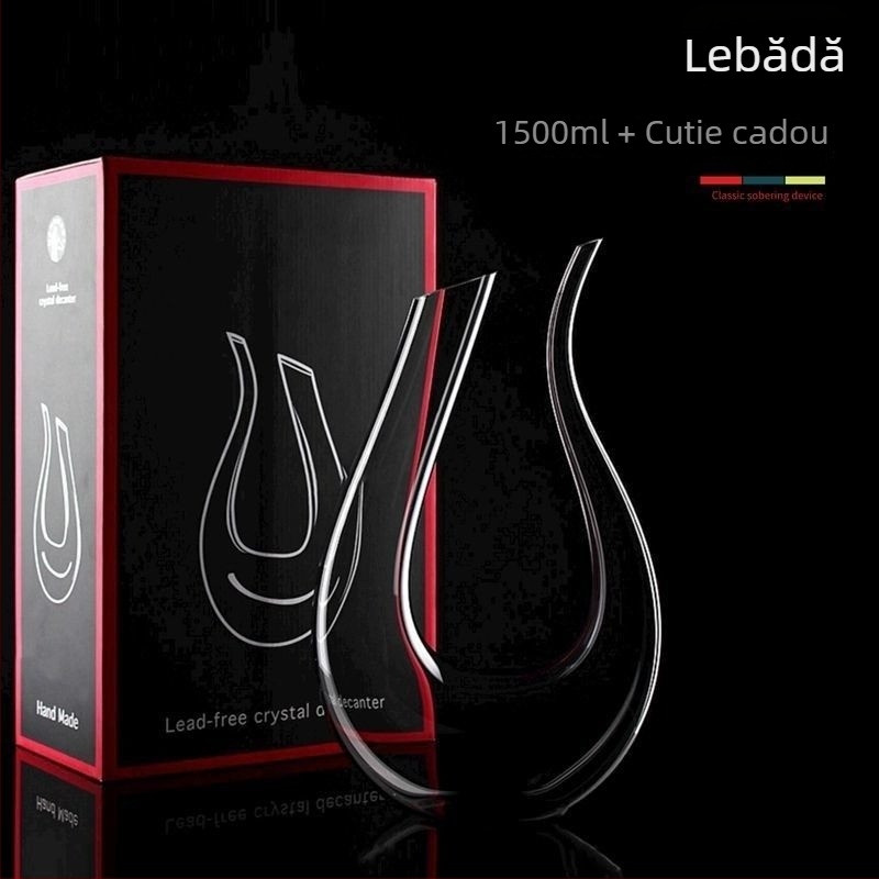 Decantor de vin roșu din cristal fără plumb, în formă de harpă, gură înclinată în formă de U, pentru uz casnic