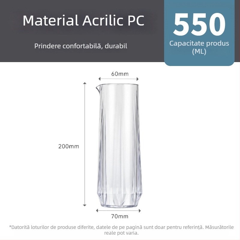 Decantor acrilic, 500 ml, pahar diamant, rezistent la spargere