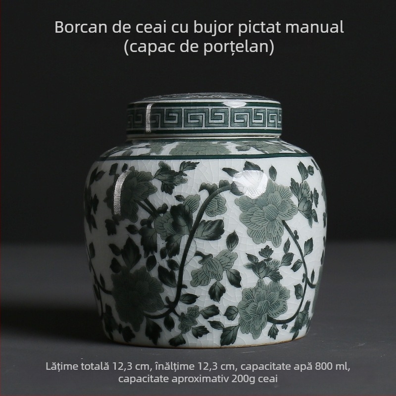 Recipient de ceai Ge Kiln din porțelan albastru‑alb, container ceramic etanș pentru ceai alb și Pu'er, portabil