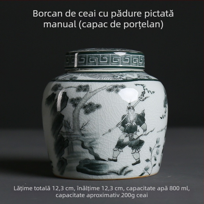 Recipient de ceai Ge Kiln din porțelan albastru‑alb, container ceramic etanș pentru ceai alb și Pu'er, portabil