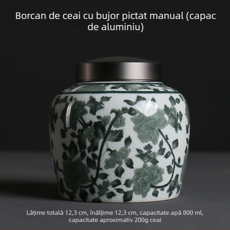 Recipient de ceai Ge Kiln din porțelan albastru‑alb, container ceramic etanș pentru ceai alb și Pu'er, portabil
