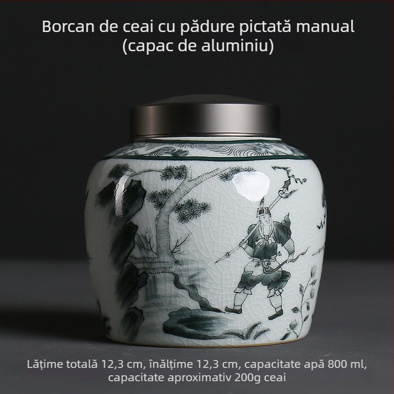 Recipient de ceai Ge Kiln din porțelan albastru‑alb, container ceramic etanș pentru ceai alb și Pu'er, portabil