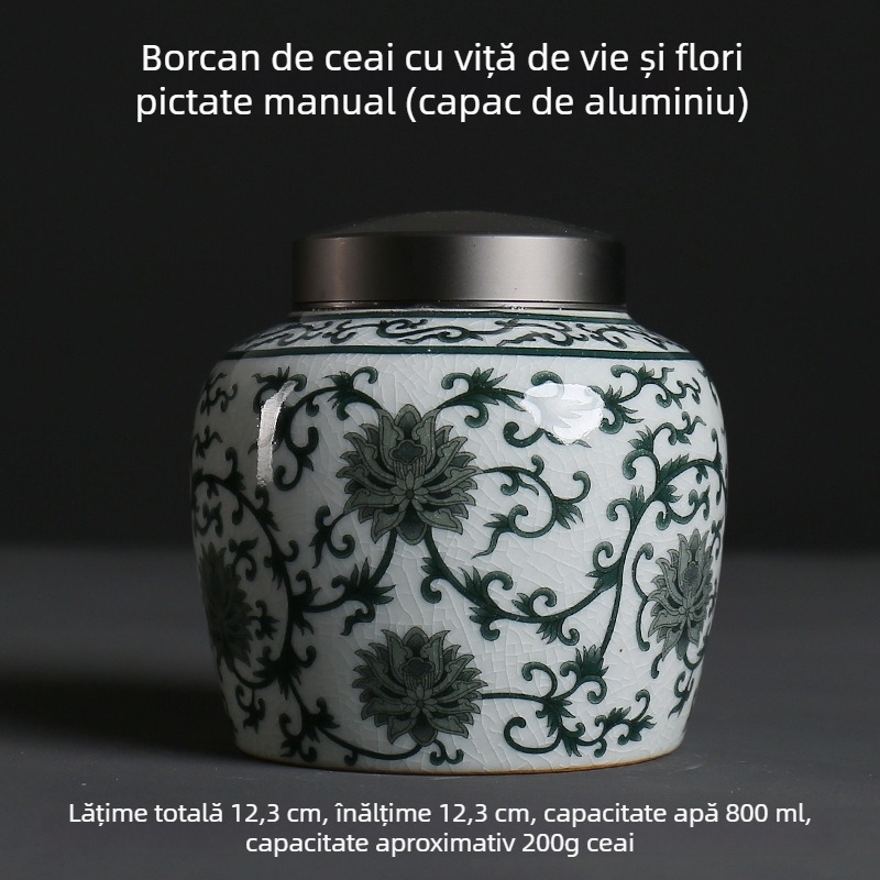 Recipient de ceai Ge Kiln din porțelan albastru‑alb, container ceramic etanș pentru ceai alb și Pu'er, portabil