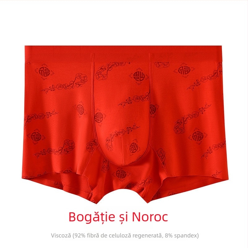 Boxeri bărbați roșii din modal, respirabili, antibacterieni, cu căptușeală din mătase.