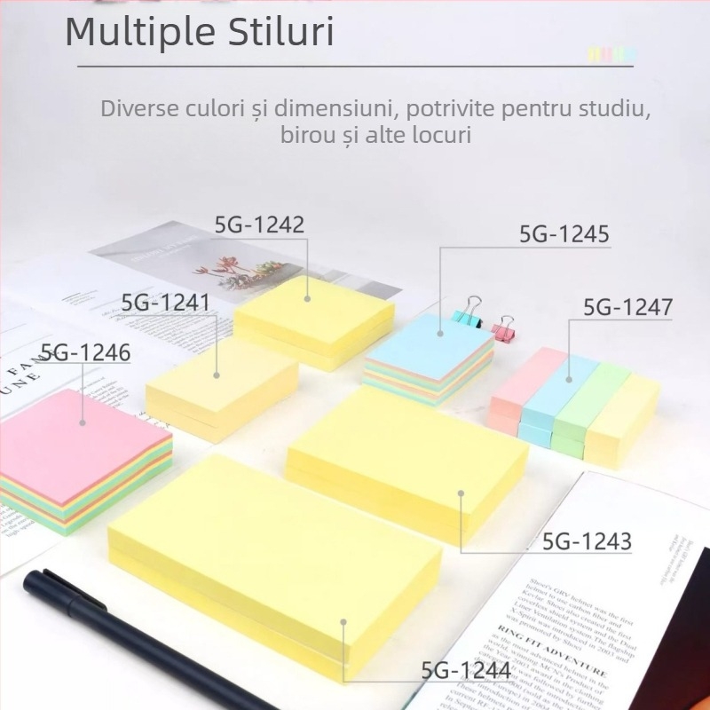 Note autoadezive colorate cu design drăguț și creativ, rechizite de birou, foi detașabile pentru studenți — 100 de foi