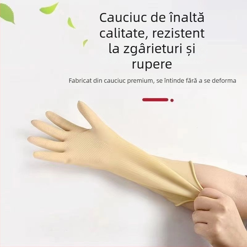 Mănuși groase din latex, durabile pentru treburi casnice, spălat vase, șantier și spălarea hainelor; mănuși impermeabile pentru femei
