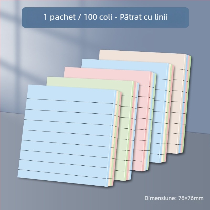 Note adezive colorate mari, cu linii, pentru studenți – bloc de notițe detașabil