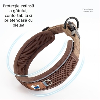 Guler reflectorizant lat pentru câini mici și de talie medie, cu etichetă pentru câine