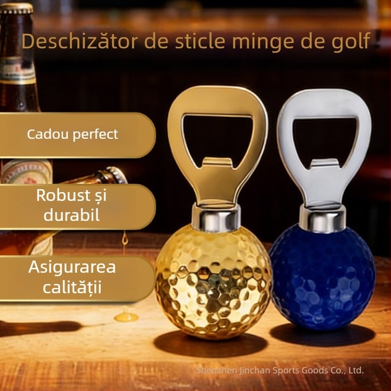 Deschizător de sticle din oțel inoxidabil în formă de minge de golf, dop pentru vin și deschizător de bere
