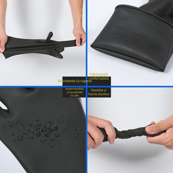 Mănuși industriale din cauciuc, rezistente la acid și bază, impermeabile, cu căptușeală din latex, antiderapante, lungime extinsă, 60 cm