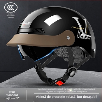 Junhaolong cască pentru bicicletă electrică, certificare 3C, model half-helmet, pentru bărbați și femei, protecție solară de vară, utilizare în toate anotimpurile