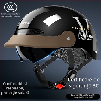 Junhaolong cască pentru bicicletă electrică, certificare 3C, model half-helmet, pentru bărbați și femei, protecție solară de vară, utilizare în toate anotimpurile