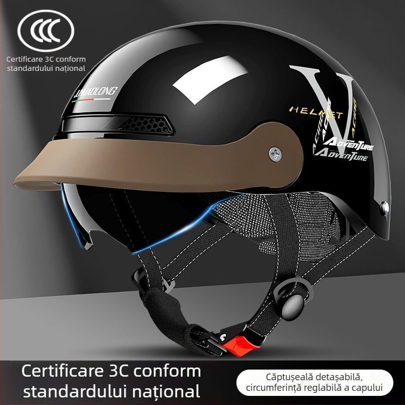 Junhaolong cască pentru bicicletă electrică, certificare 3C, model half-helmet, pentru bărbați și femei, protecție solară de vară, utilizare în toate anotimpurile