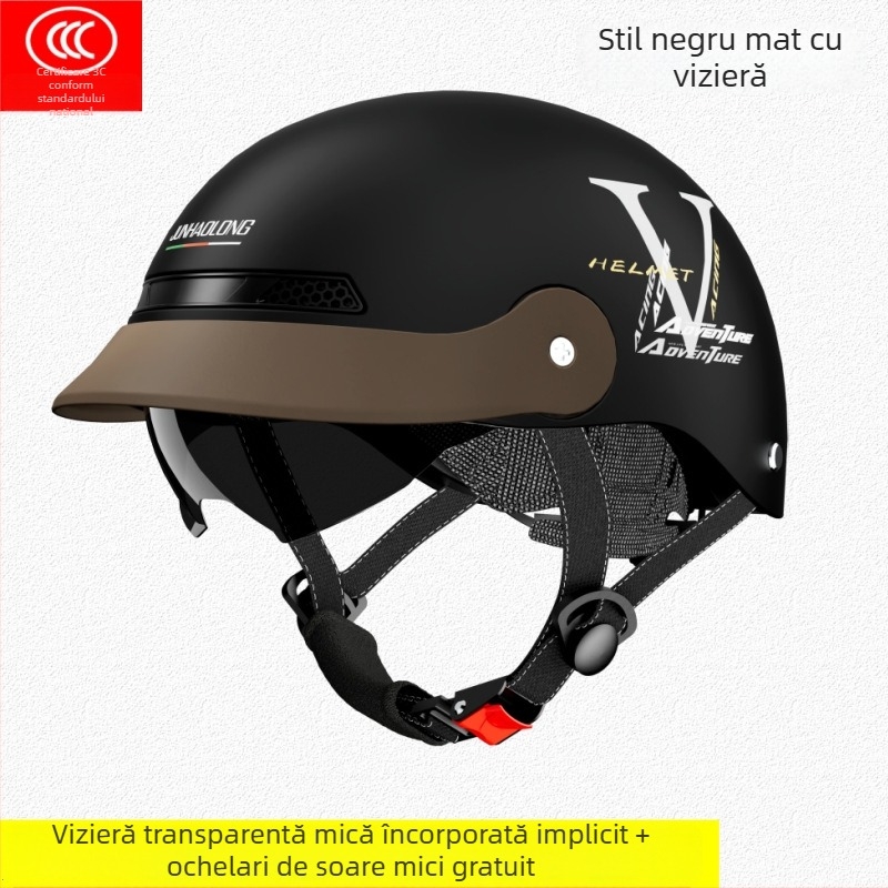 Junhaolong cască pentru bicicletă electrică, certificare 3C, model half-helmet, pentru bărbați și femei, protecție solară de vară, utilizare în toate anotimpurile