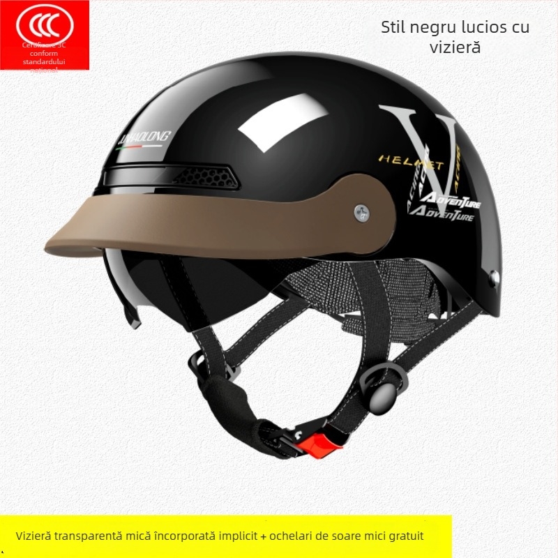 Junhaolong cască pentru bicicletă electrică, certificare 3C, model half-helmet, pentru bărbați și femei, protecție solară de vară, utilizare în toate anotimpurile