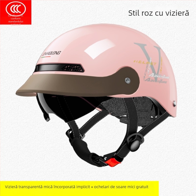 Junhaolong cască pentru bicicletă electrică, certificare 3C, model half-helmet, pentru bărbați și femei, protecție solară de vară, utilizare în toate anotimpurile